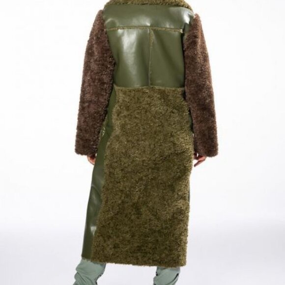 PLUS COMBO STYLE LONG PATENT TRENCH COAT WITH FUR TRIM ( BRAND NEW !!!!!! ) - Picture 3 of 7